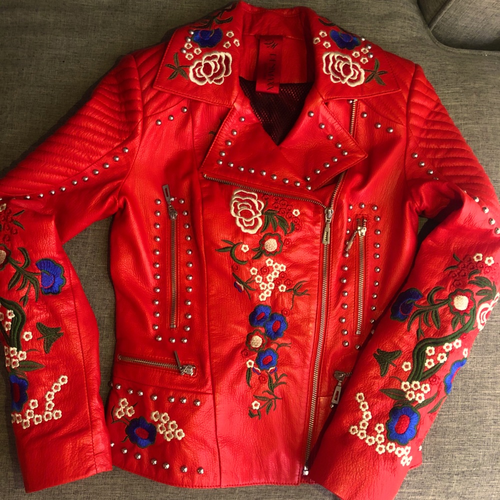 DENIMAXX COUTURE RED LEATHER JACKET